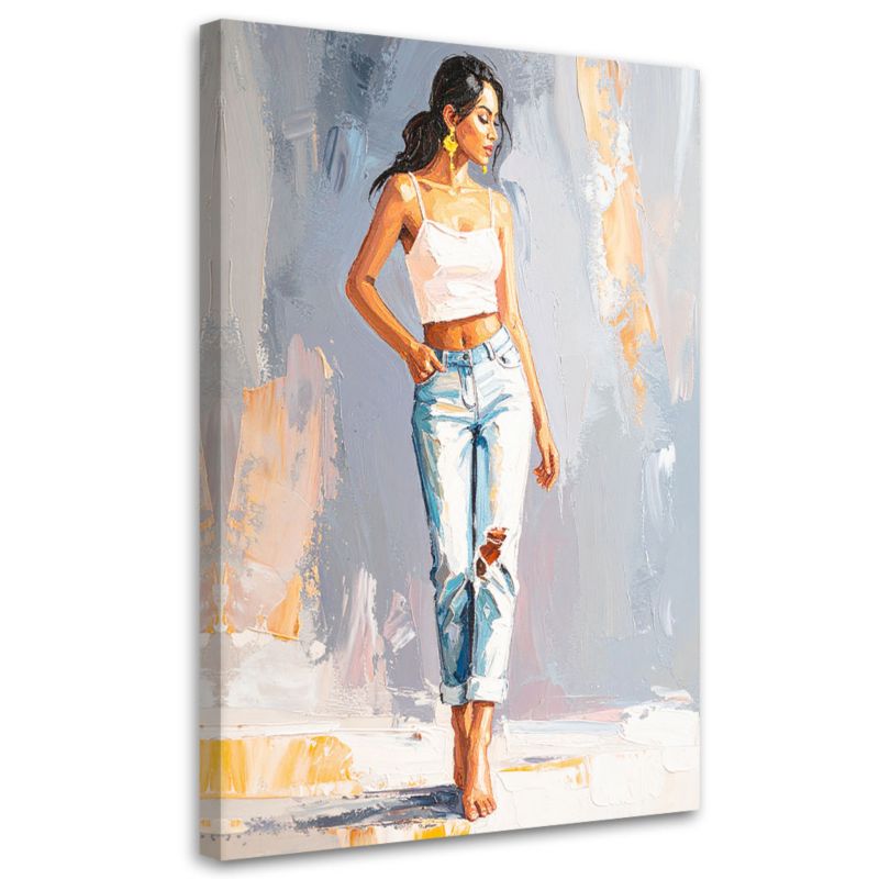 Obraz do salonu biura sypialni Feeby Dziewczyna w dżinsach 80x120cm 1szt