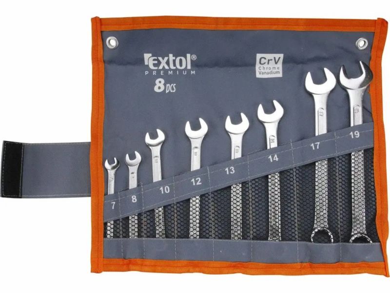 Zestaw kluczy płasko oczkowych Extol Premium od 7 do 19 mm w etui 8 szt