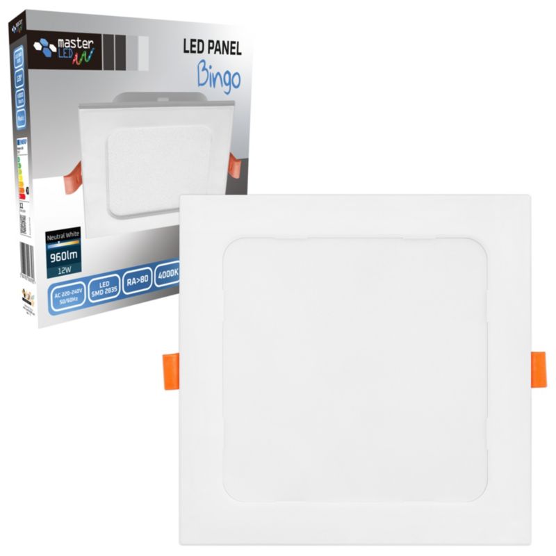 Panel LED MasterLED Bingo 12W 165x165mm IP20 biały neutralny 4000K wpuszczany biały 1 szt.