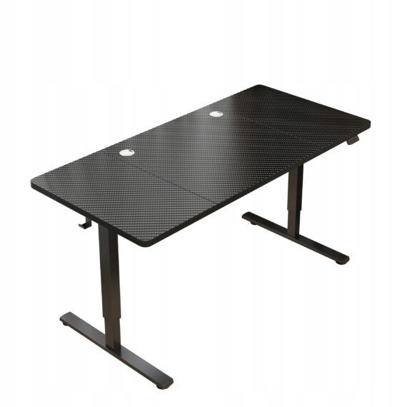 Biurko elektryczne regulowane 120x60 cm gamingowe czarne 1 szt.