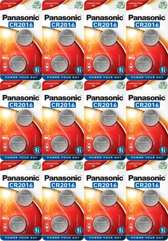 12x Bateria litowa Panasonic, 3V, CR2016, 2 sztuki