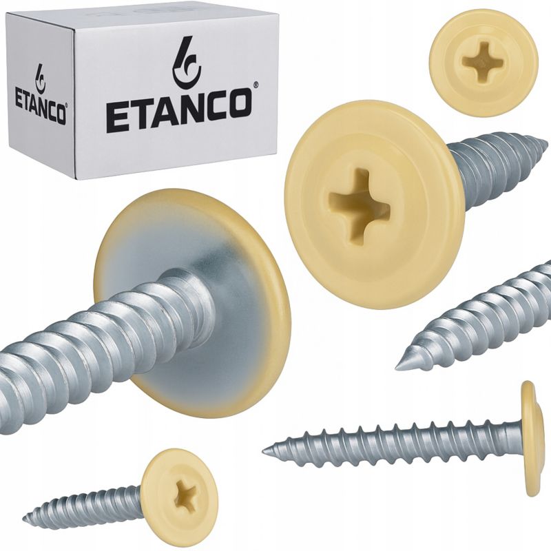 Wkręty Podkładkowe Etanco Do Drewna 4,2X25Mm, Ral1015 Gm-S 250Szt.