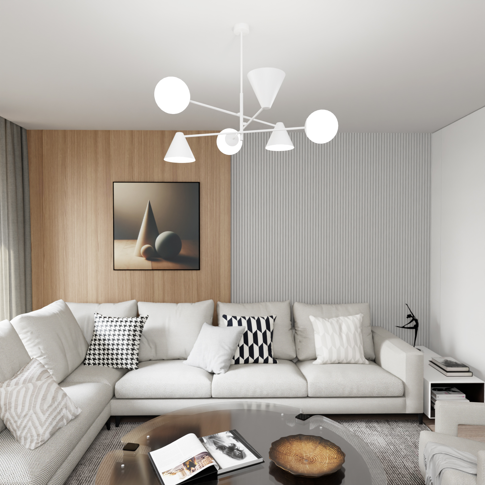Emibig Hermes lampa wisząca 6x10 W biała