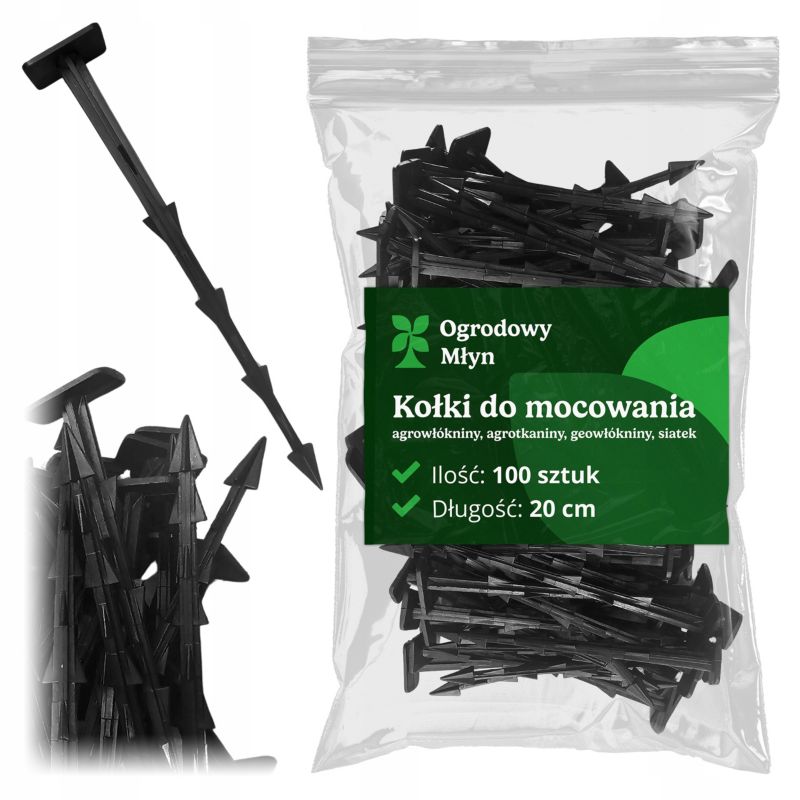 Kotwy Ogrodowy Młyn szpilki kołki długie 20cm do mocowania agrowłókniny tkaniny 100 szt