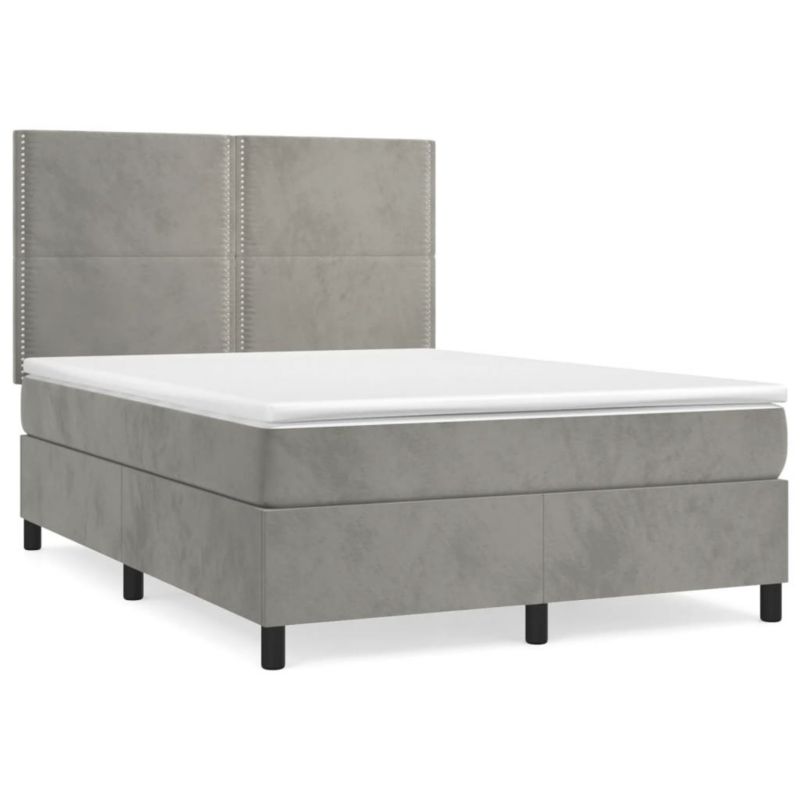 Łóżko kontynentalne WaszeMeble 140x190 cm jasnoszare WM-3142965 1 szt.