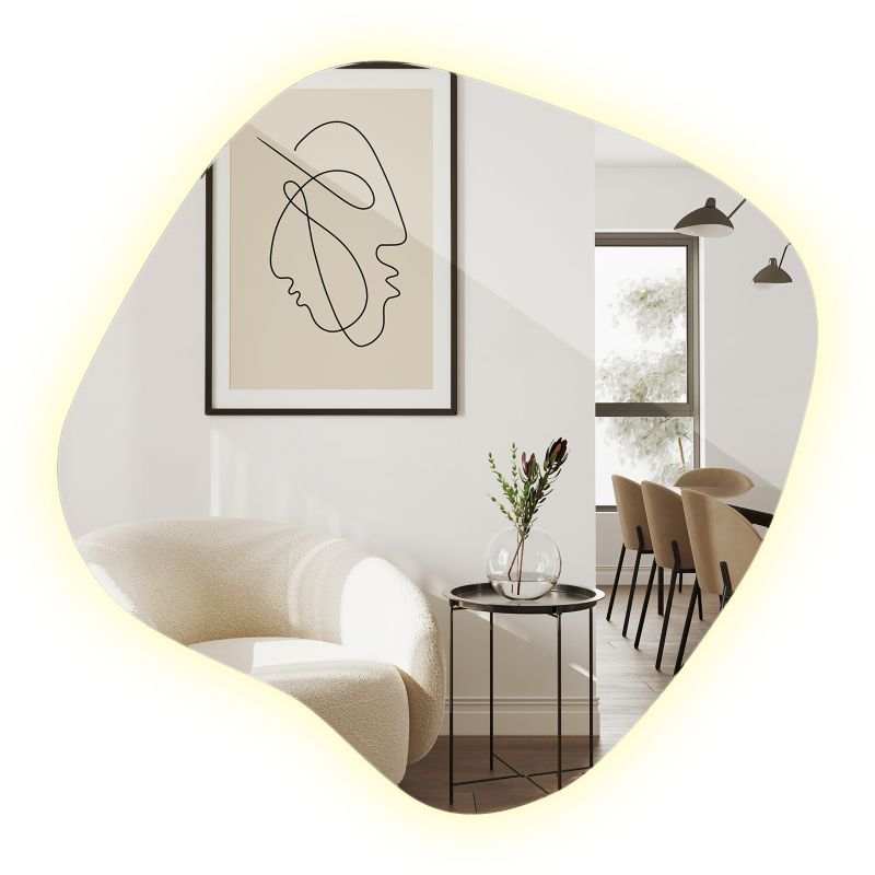 Ozdobne Lustro LED Tulup 57x58 cm Neutralne Światło do Salonu Łazienki Pokoju 1 szt.