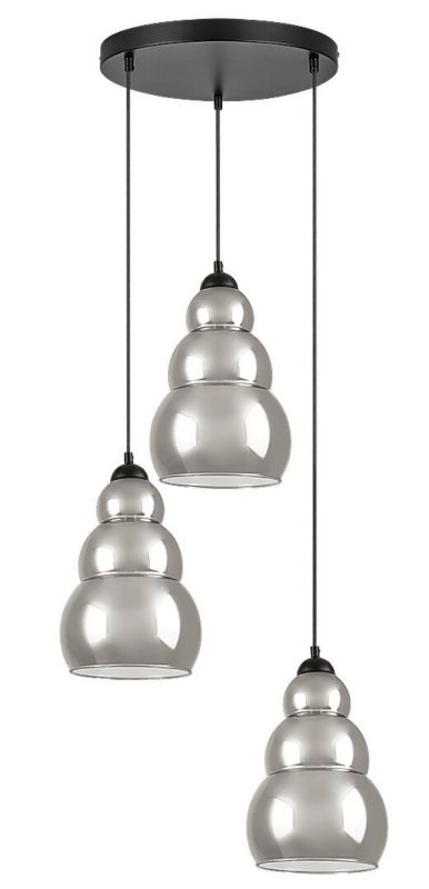 Lampa wisząca Rabalux Salvatore czarna-szkło dymne wym: 190 x 35 x 20 cm 3xE27 x 1 szt.