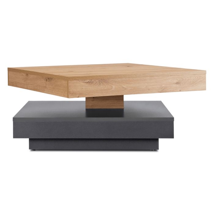 Stolik Kawowy Mebel Elite PICO Loft Kwadratowy Nowoczesny Obrotowy Dąb Artisan Antracyt 1 szt