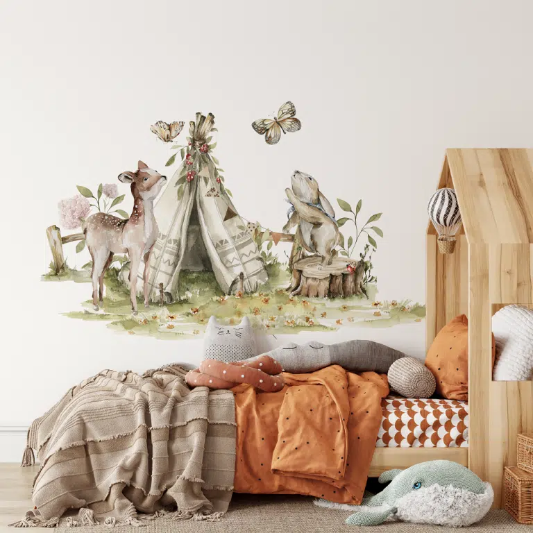 Naklejki do pokoju dziecka Leśne Tipi 150×100cm