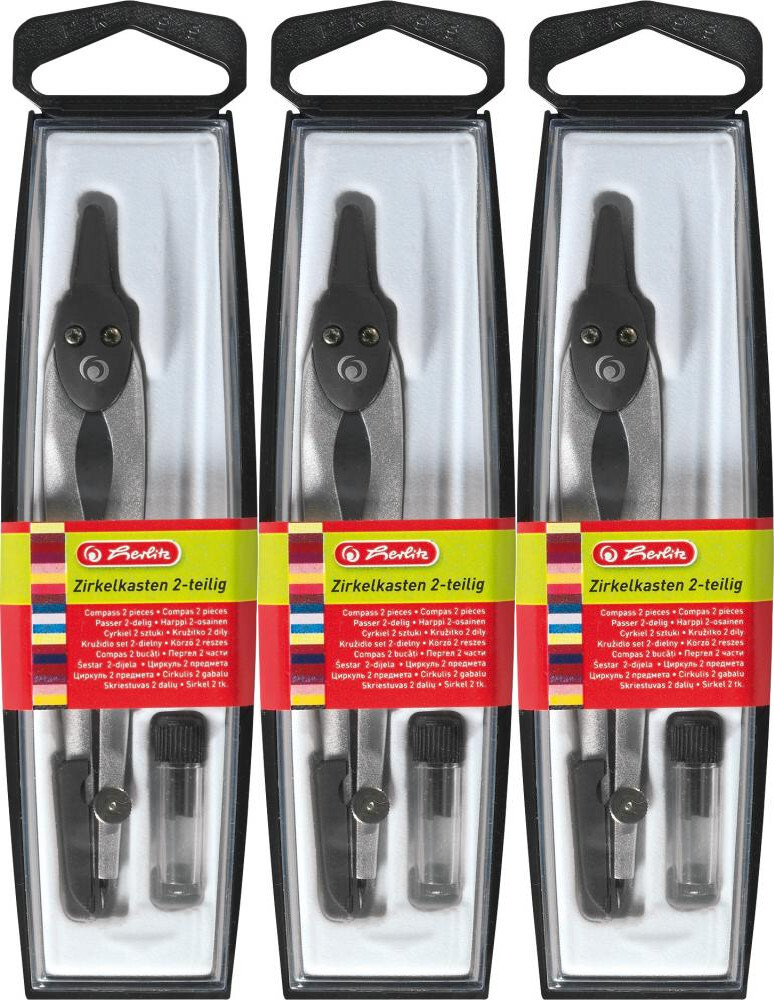 3x Cyrkiel Herlitz, 280mm, srebrny
