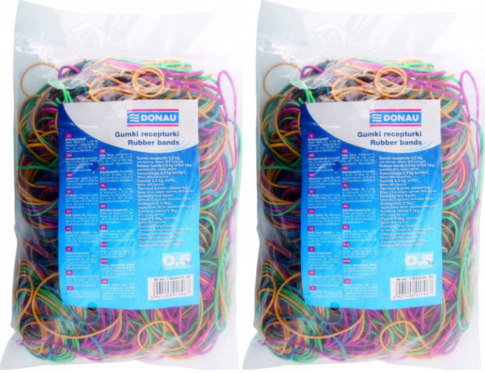 2x Gumki recepturki Donau, 60mm, 0.5kg, mix kolorów