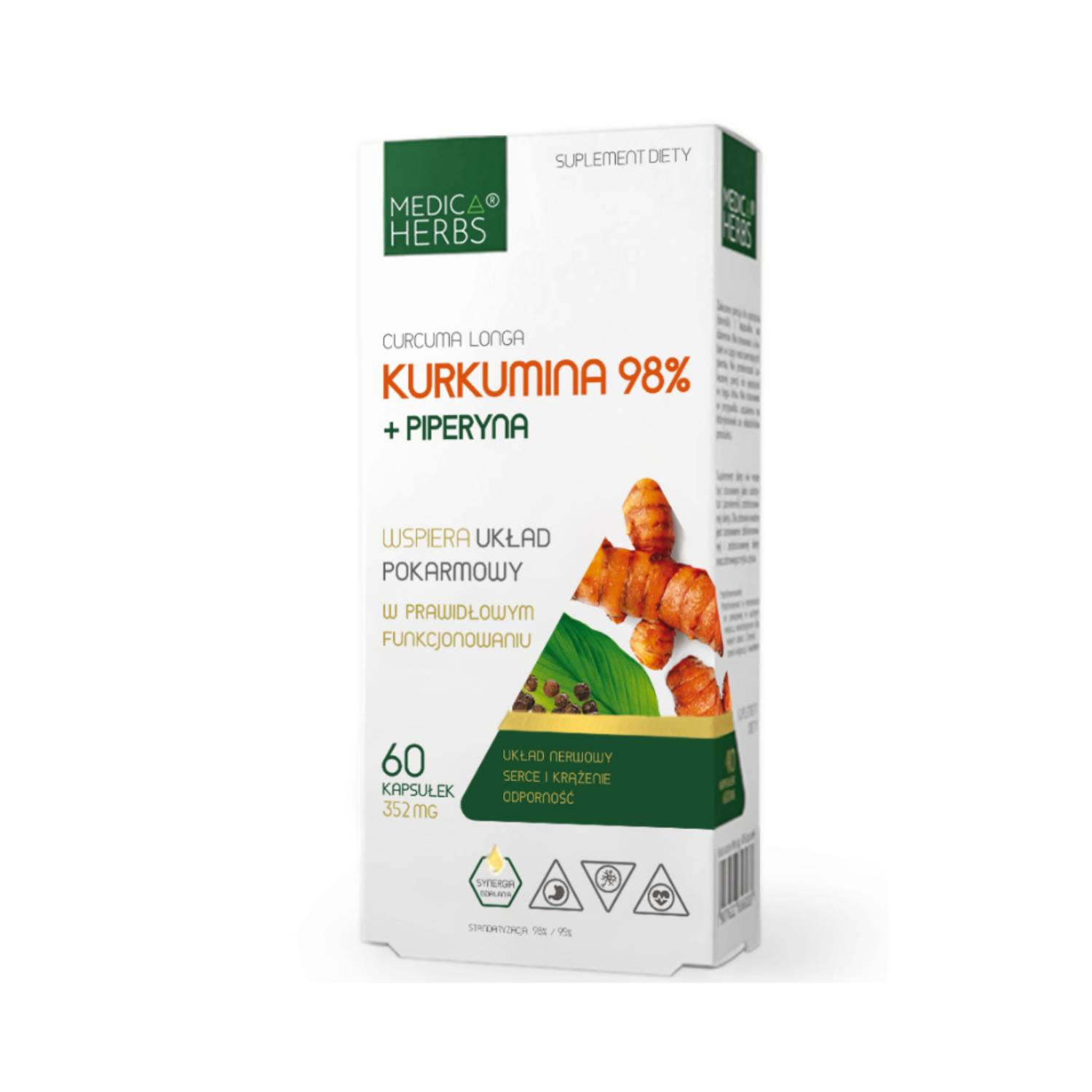 Medica herbs kurkumina 98% + piperyna, 60 kapsułek