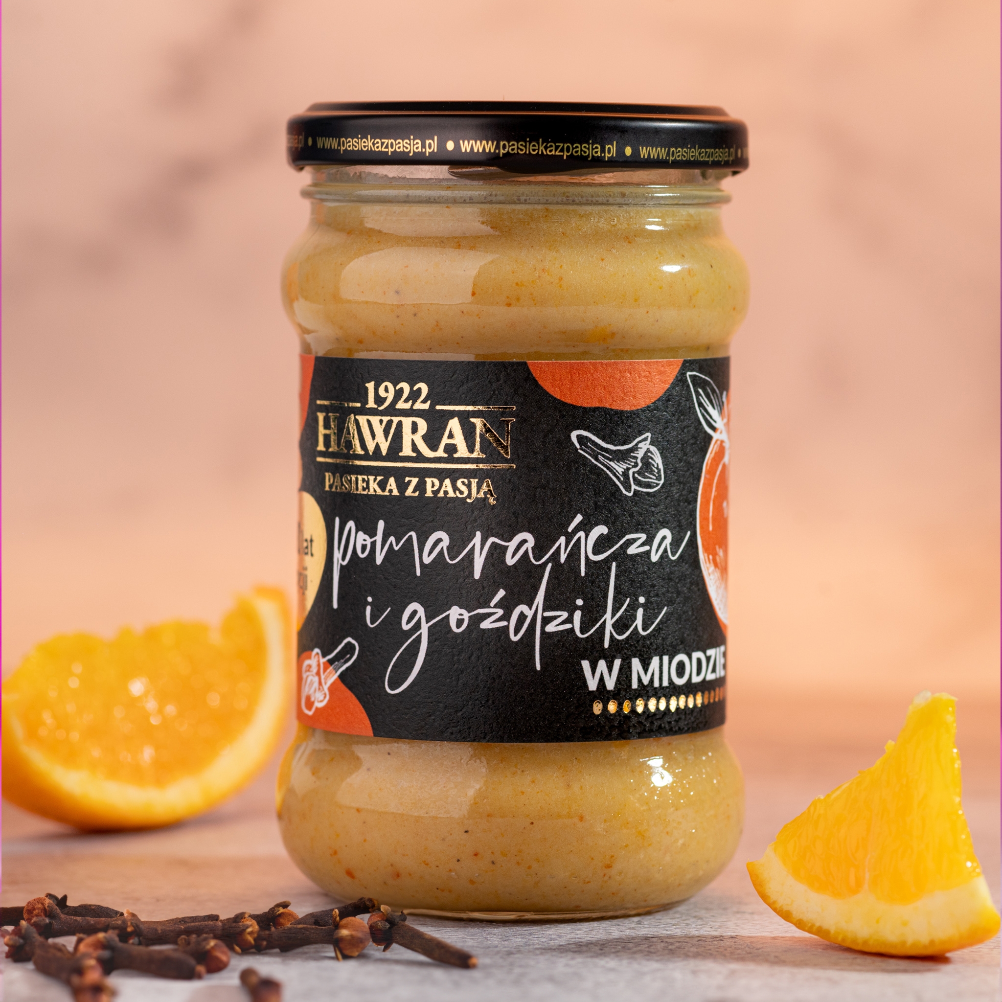 Pomarańcza i goździki w miodzie wielokwiatowym 370g - Pasieka z Pasją Hawran