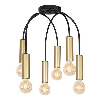 Lampa sufitowa wisząca Luminex Loppe 5078 czarny mat-złoty mat industrialna 6xE27 x 15W 1 szt.