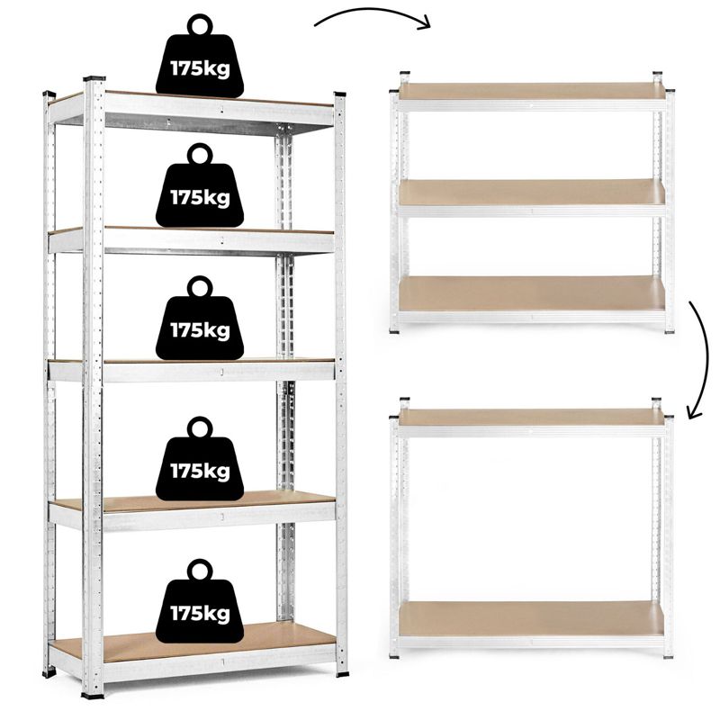 Regał magazynowy ModernHome 205x120x45 cm stal galwanizowana 5 półek 875 kg 1szt.