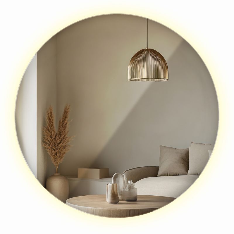Lustro Okrągłe ArtPrintCave 40 cm Wiszące z Neutralnym Światłem Ścienne Loft Bez Ramy 1 szt.