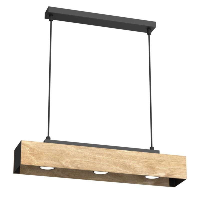 Lampa wisząca Luminex Maison jasne drewno-czarny matowy wym: 110 x 57 x 8 cm 3xGU10 x 8W 1 szt.