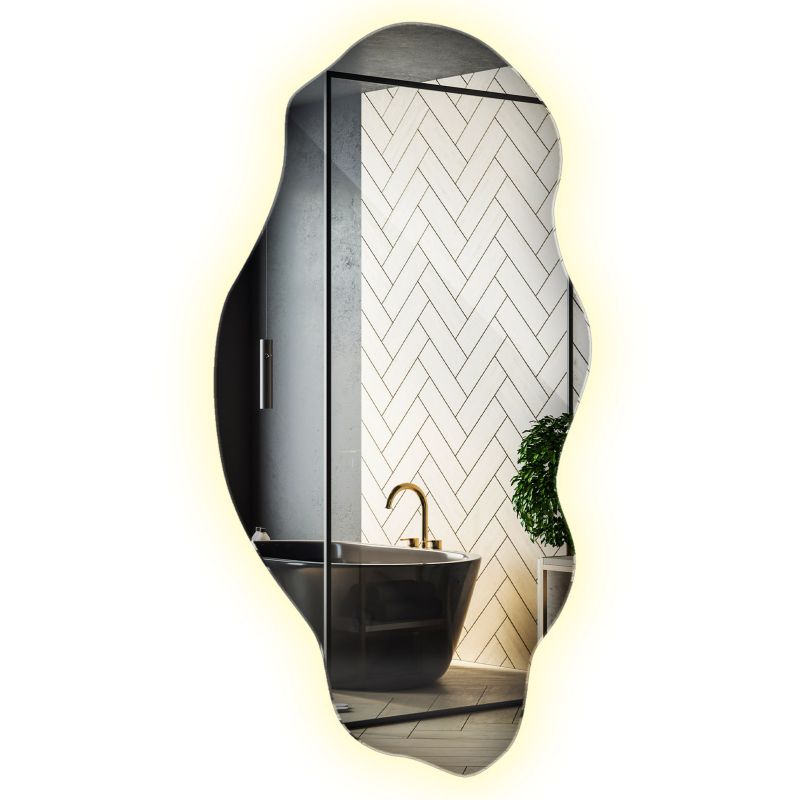 Ścienne Lustro Asymetryczne Wallfluent 45 cm x 90 cm Neutralne LED 1 szt.