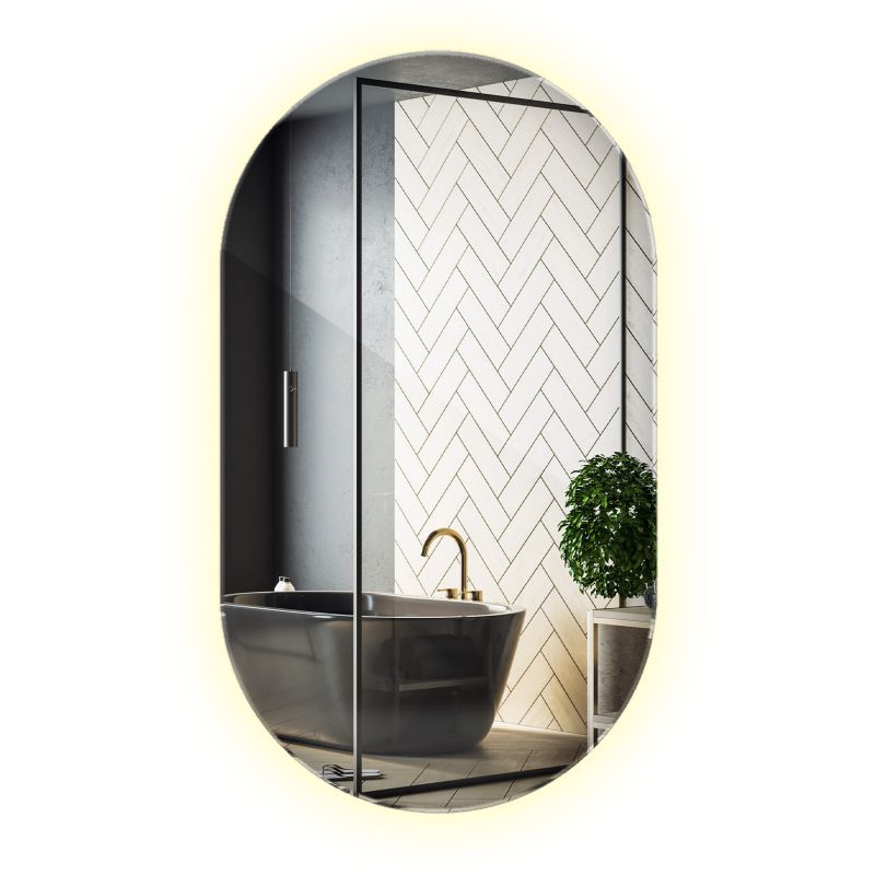 Lustro Łazienkowe Owalne Wallfluent 40 x 70 cm LED Wiszące Ścienne Neutralne światło 1 szt.