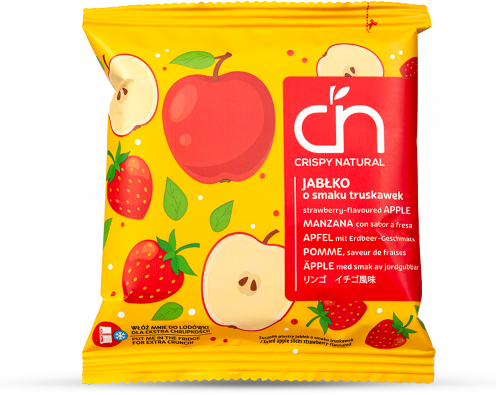 Suszone owoce Crispy Natural, Jabłko o smaku truskawek, chipsy, 18g