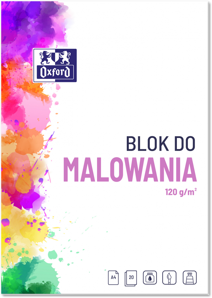 Blok rysunkowy do malowania Oxford, A4, 20 kartek, biały