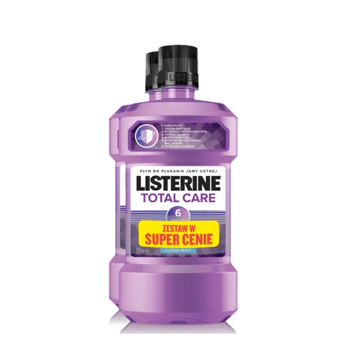 Listerine total care - płyn do płukania jamy ustnej, 500 ml + 500 ml, 2 sztuki