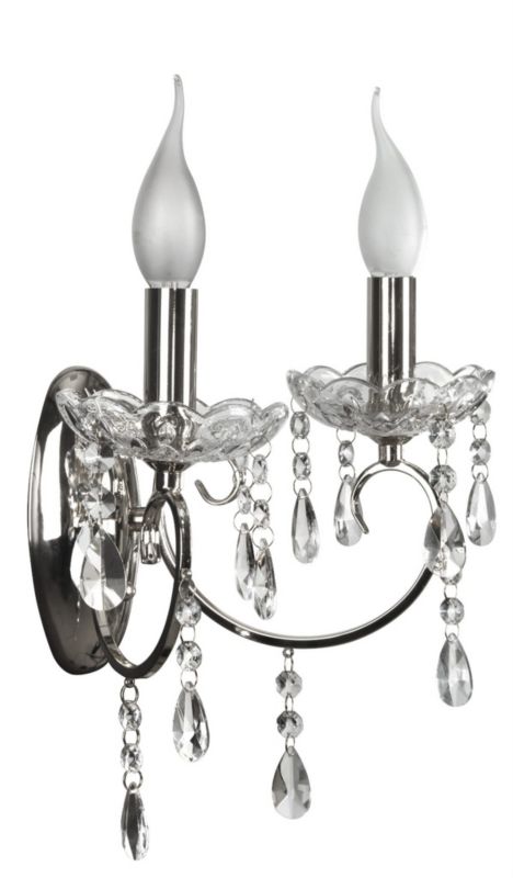 Kinkiet ścienny Candellux Aurora chromowany przezroczysty 2 x E14 x 40W IP20 wym: 25 x 27 x 20 cm - 1 szt.