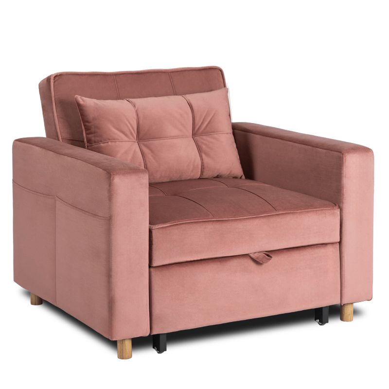 Amerykanka Mebel Elite SOLOR Fotel Rozkładany Sofa Kanapa Do Spania Wypoczynkowy Różowy 1 szt
