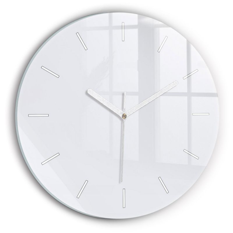 Zegar szklany białe wskazówki Wallfluent fi30 cm Biały 1 szt.