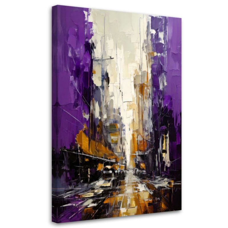 Obraz na płótnie Feeby Miasto Ulica Abstrakcja Fiolet 70x100cm 1szt