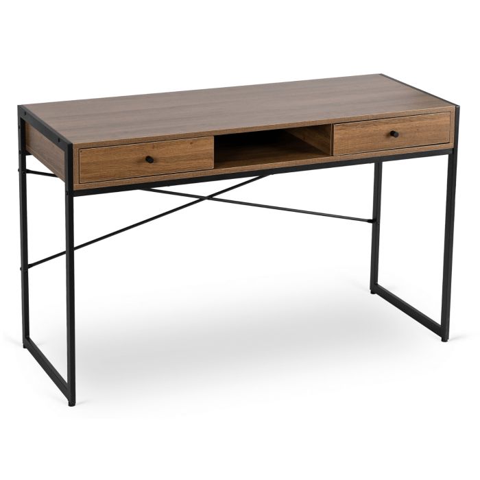 Biurko Mebel Elite STEP Komputerowe Loft z Szufladami Drewniane Czarne Dąb Rustykalny 1 szt