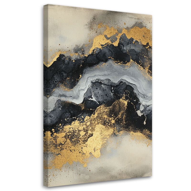 Obraz do salonu Feeby Czarno Biały Marmur ze Złotem 60x90cm 1szt