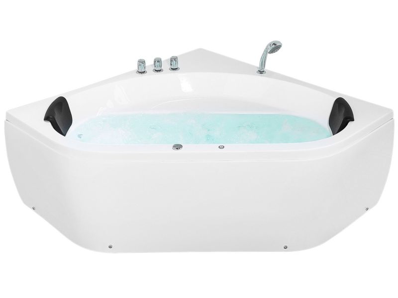Wanna narożna z hydromasażem LED Meves 140 x 140 cm Biały 1 szt.