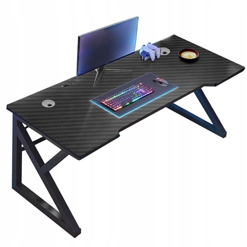 Biurko gamingowe Rebiko komputerowe czarne carbon nowoczesne dla gracza 120 cm