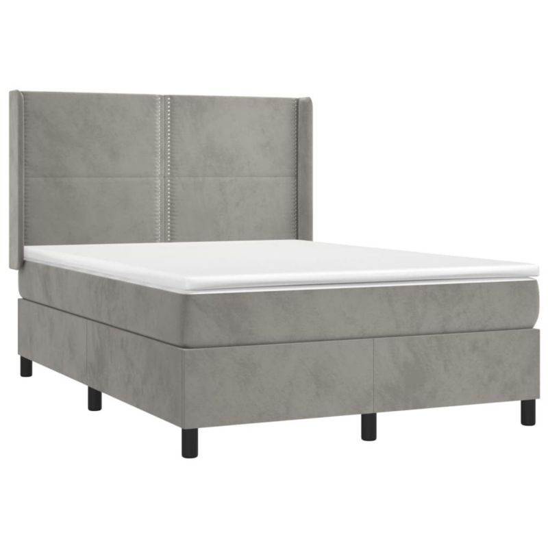 Łóżko kontynentalne WaszeMeble 140x190 cm jasnoszare WM-3139499 1 szt.