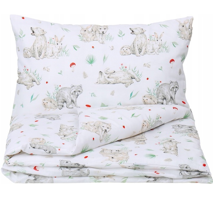Komplet pościeli bawełnianej 100x135 cm Króliczek i jeżyk AL