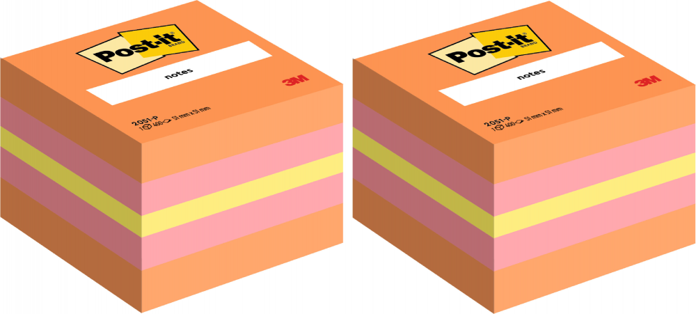 2x Karteczki samoprzylepne Post-it, 51x51 mm, 400 karteczek, różowy