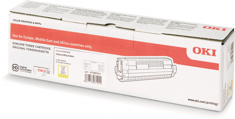 Toner Oki (47095701), 5000 stron, yellow (żółty)
