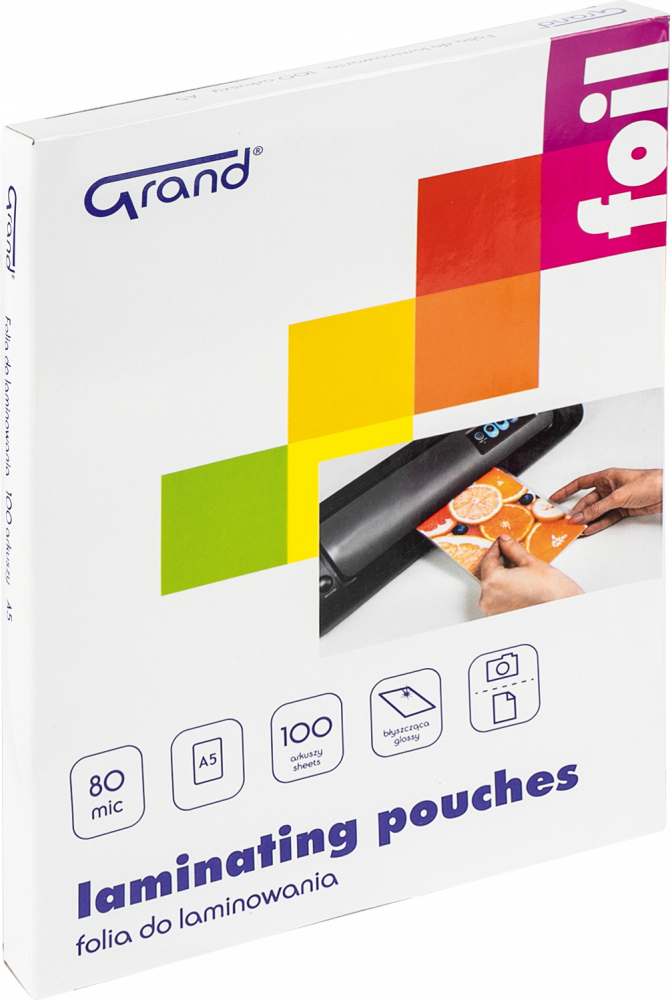 Folia do laminowania Grand, A5, 2x80 μm, błyszcząca, 100 sztuk