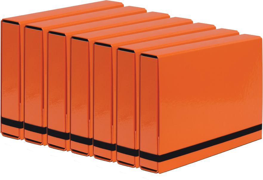7x Teczka kartonowa z gumką VauPe Box Caribic, A4, 50mm, pomarańczowy