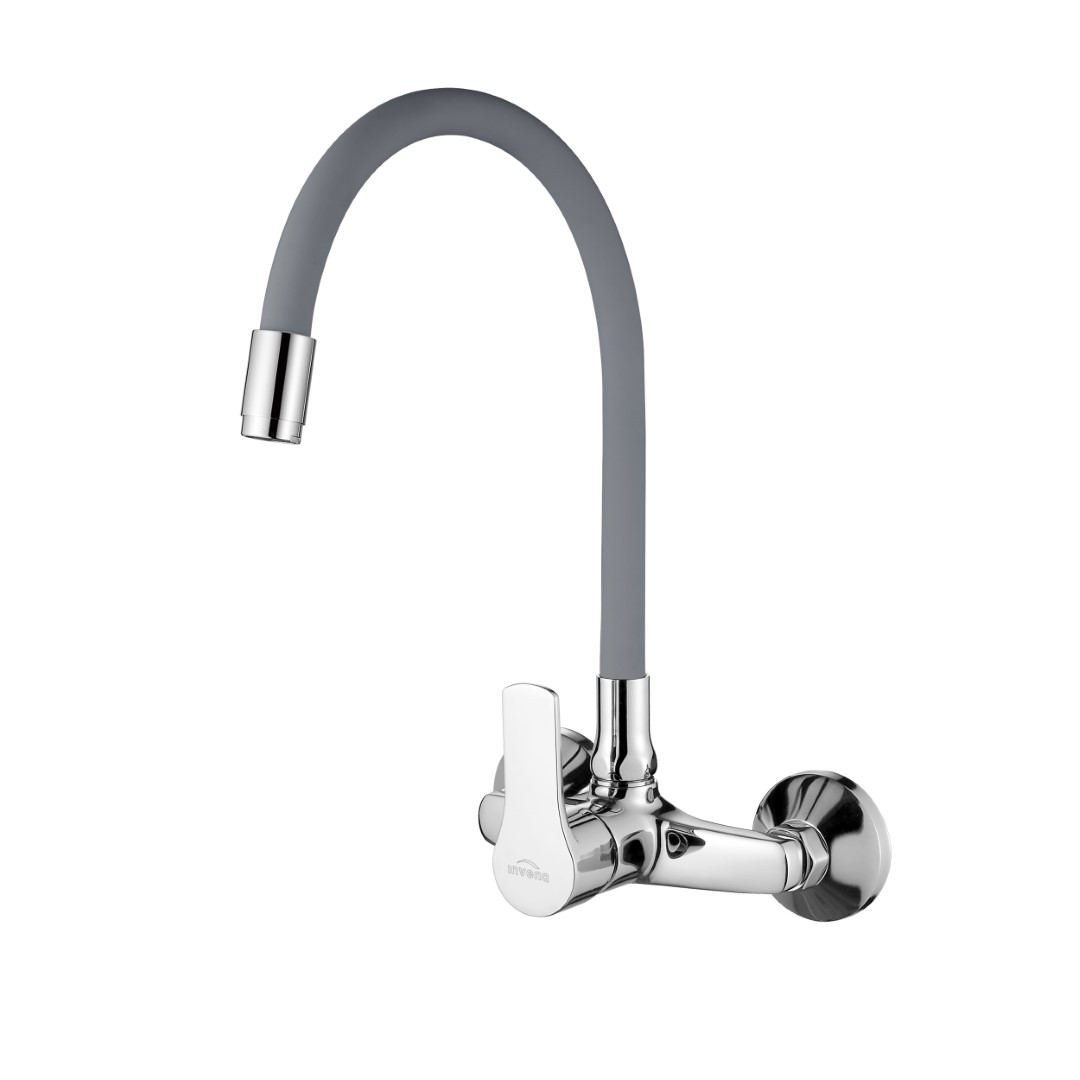 Invena Verso bateria kuchenna ścienna z elastyczną wylewką chrom/szary BC-82-E5S - Wysyłka w 24h