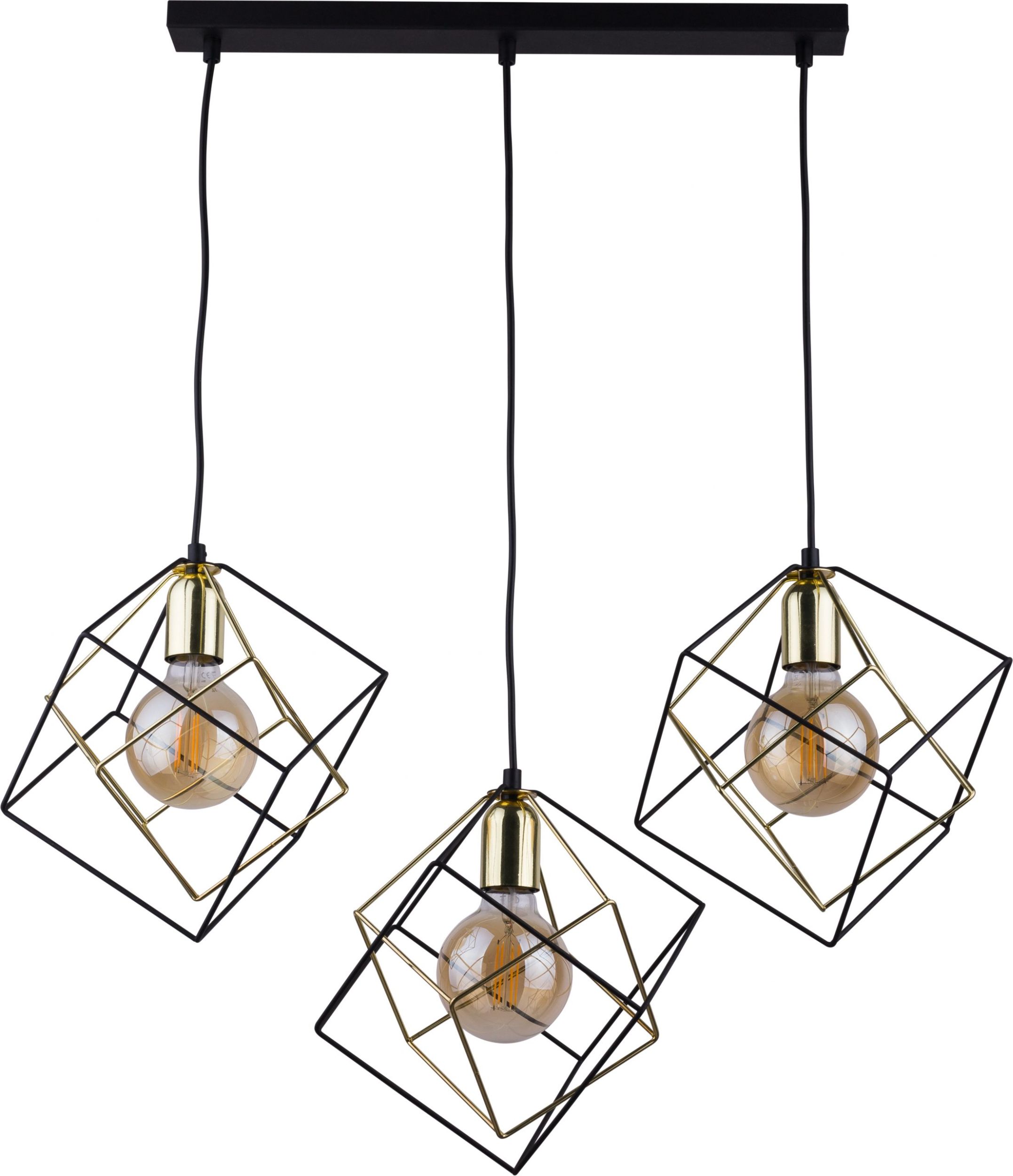 TK Lighting Alambre lampa wisząca 3x60W czarna/złota 2699