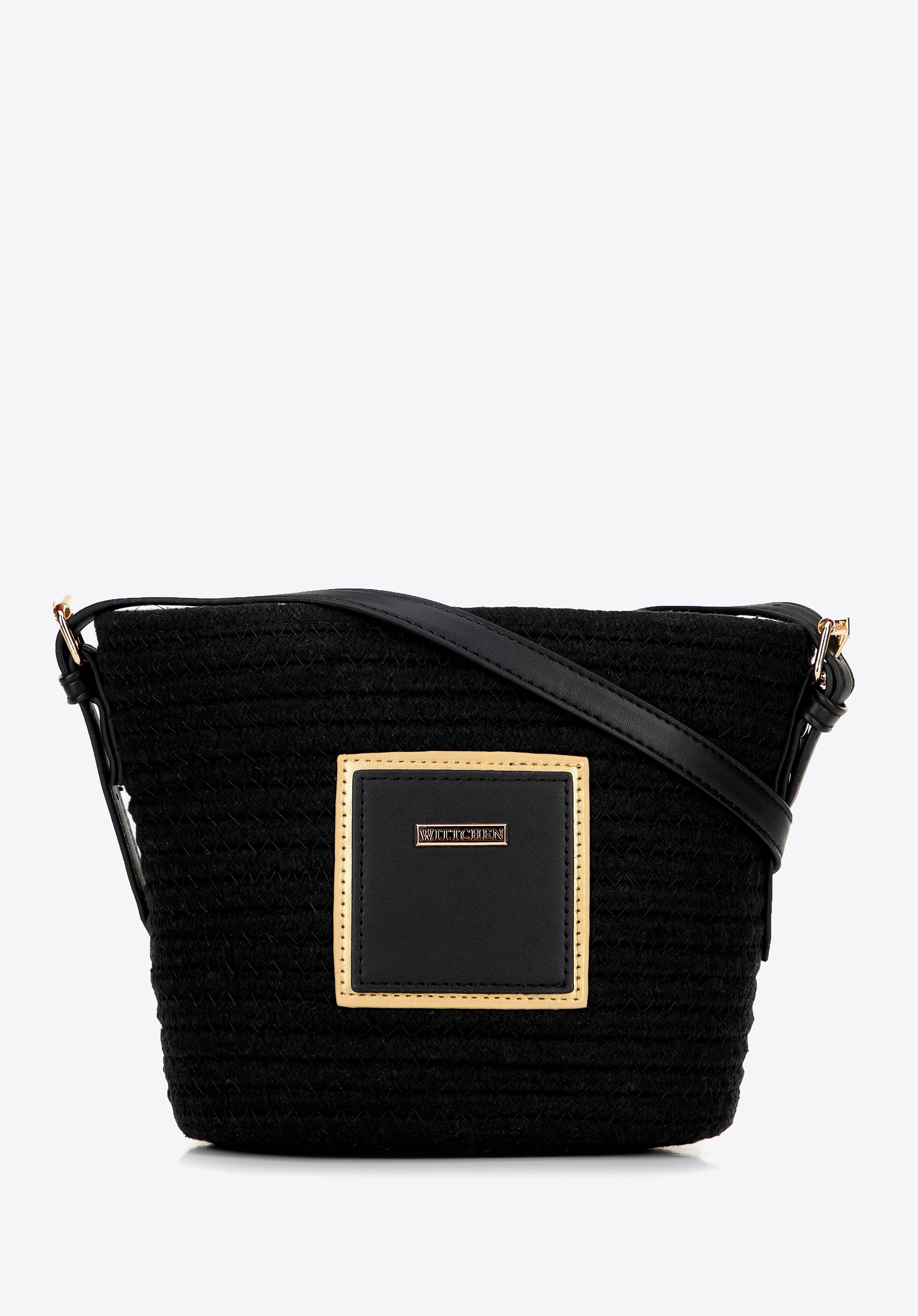 Damska torebka koszyk z domieszką bawełny mała czarna