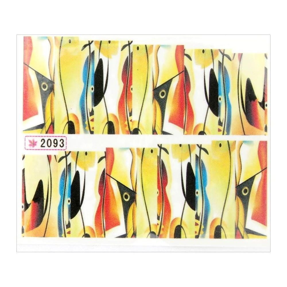 Naklejki wodne do paznokci arkusz 6,5 x 5,5 cm na 10 palców yb Nr 2093