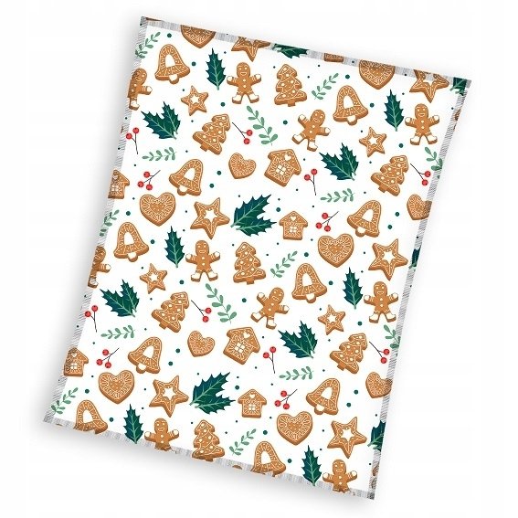 Koc z mikrofibry CORAL 150x200 wz. CHRISTMAS PIERNIKI BIAŁY