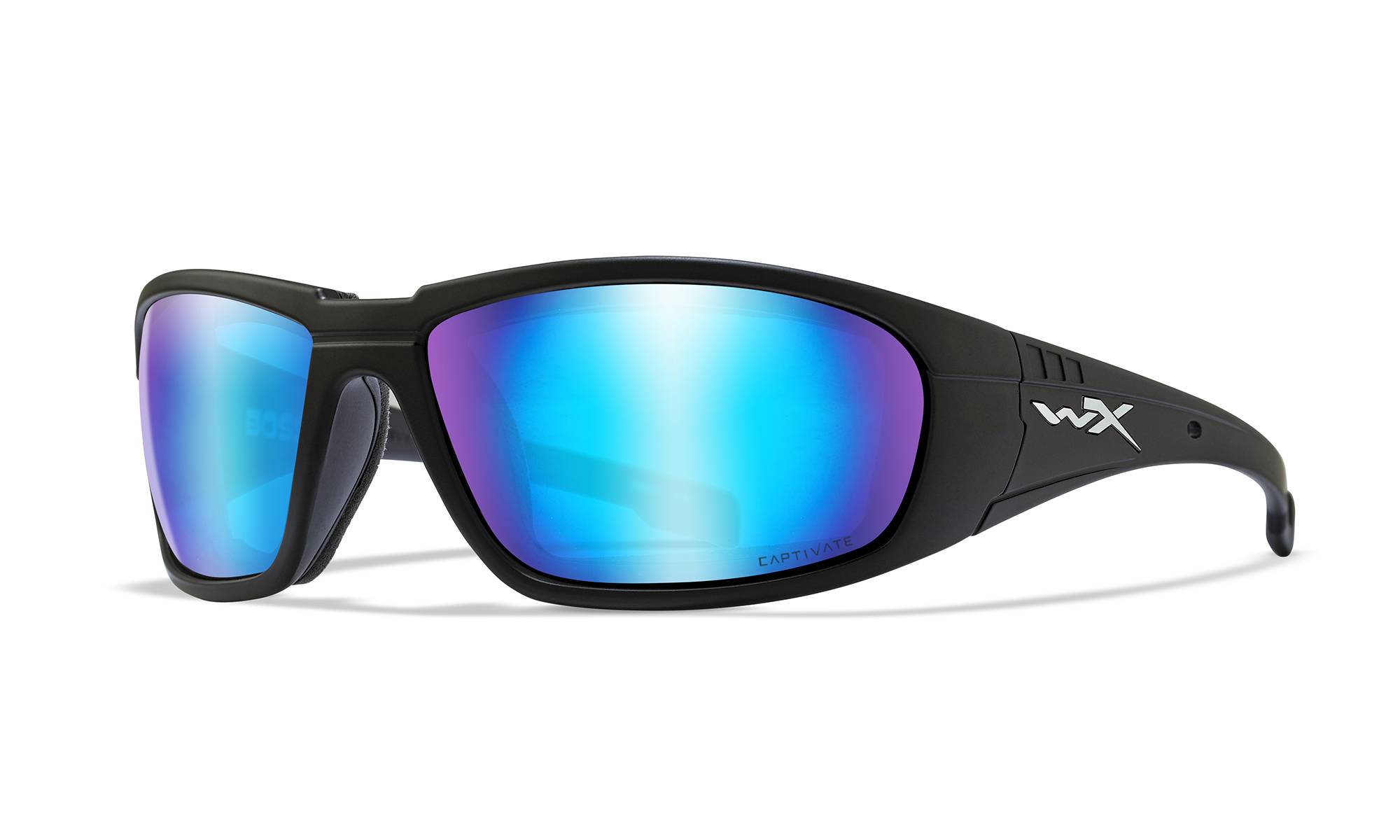 Wiley X Okulary Polaryzacyjne BOSS Captivate Blue Mirror Smoke Grey Matte Black Frame CCBOS09