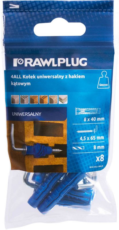 Kołek uniwersalny Rawlplug z hakiem 8 x 40 mm 8 szt.