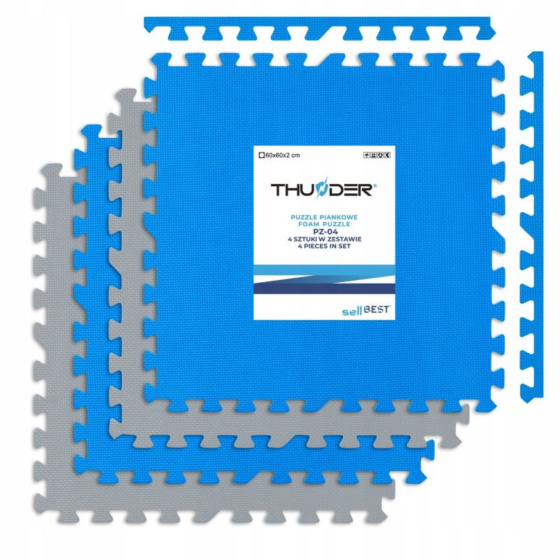 Piankowe puzzle antypoślizgowe Thunder mata ochronna dla dzieci do ćwiczeń 60x60cm 4szt.