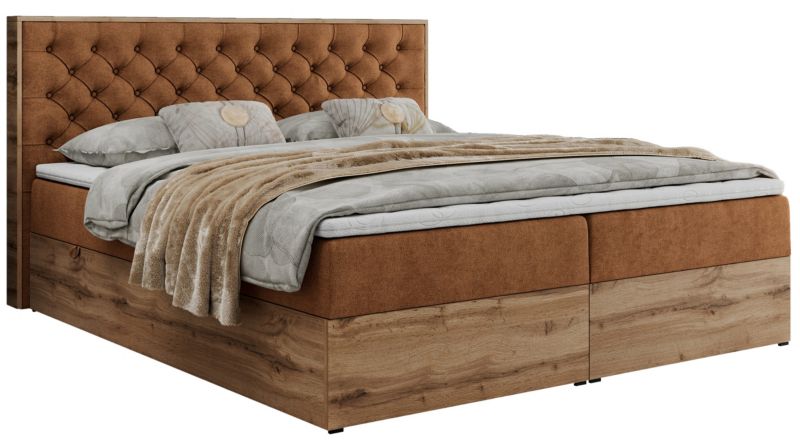 Łóżko kontynentalne MKS Meble ALBERO 3 200x200 H3 Pomarańczowy struktura 1szt.