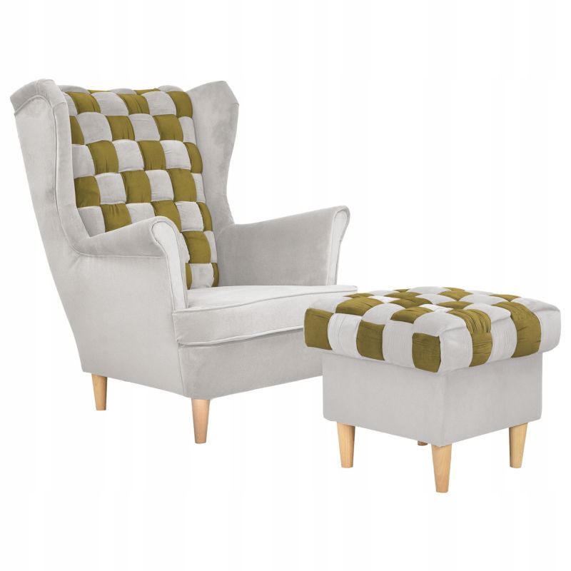 Fotel uszak do salonu Family Meble Carol Duo szary zielony 1szt